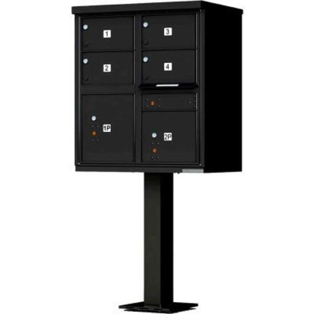 FLORENCE MFG CO Vital Cluster Box Unit, 4 Mailboxes & 2 Parcel Lockers, Black 1570-4T5BKAF